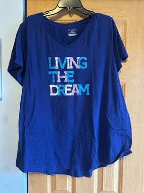 tek gear Blue Short Sleeve Tee with 'Living The Dream' Graphic